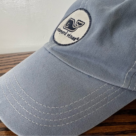 Vineyard Vines Light Blue Distressed Hat Logo Patch Preppy Baseball Cap Cotton - Picture 9 of 16